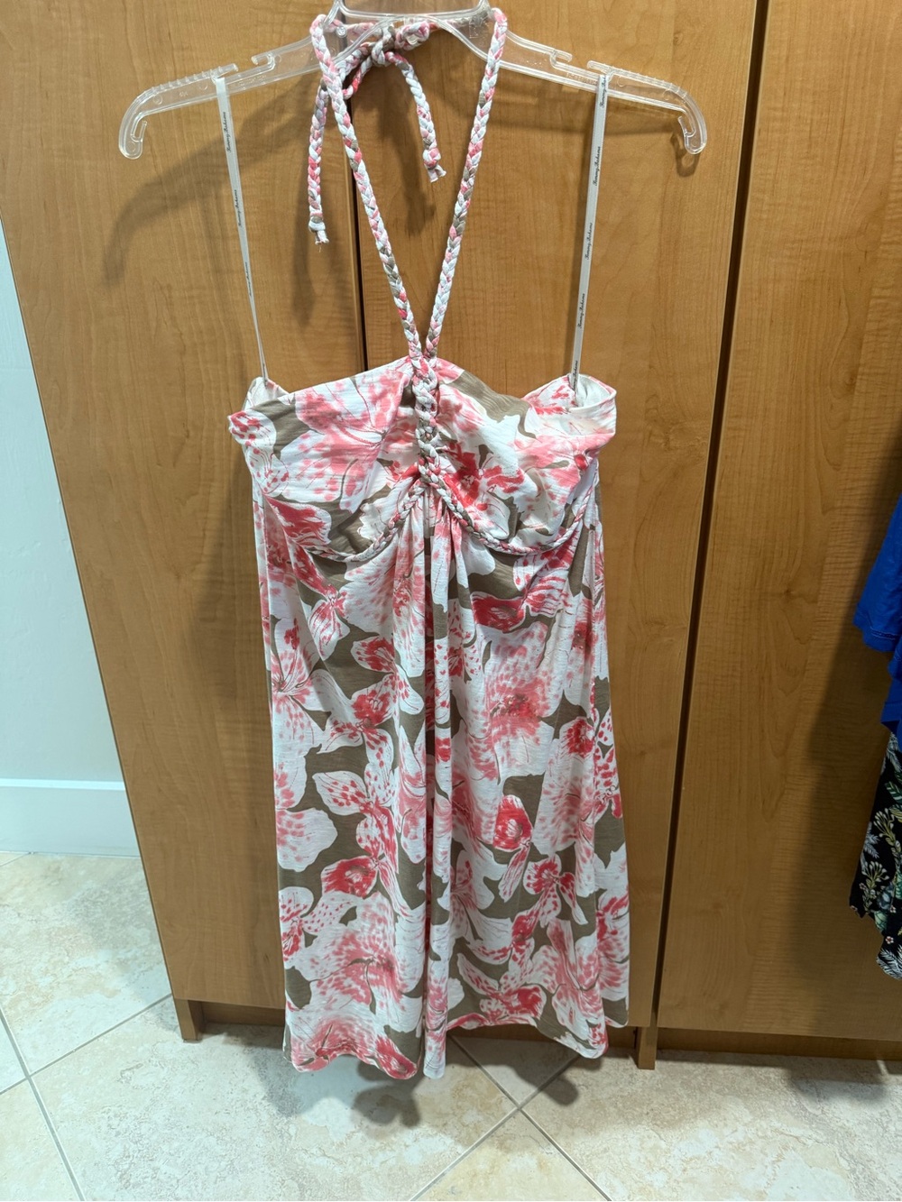 Tommy Bahama Pink & Tan Floral Halter Chemise